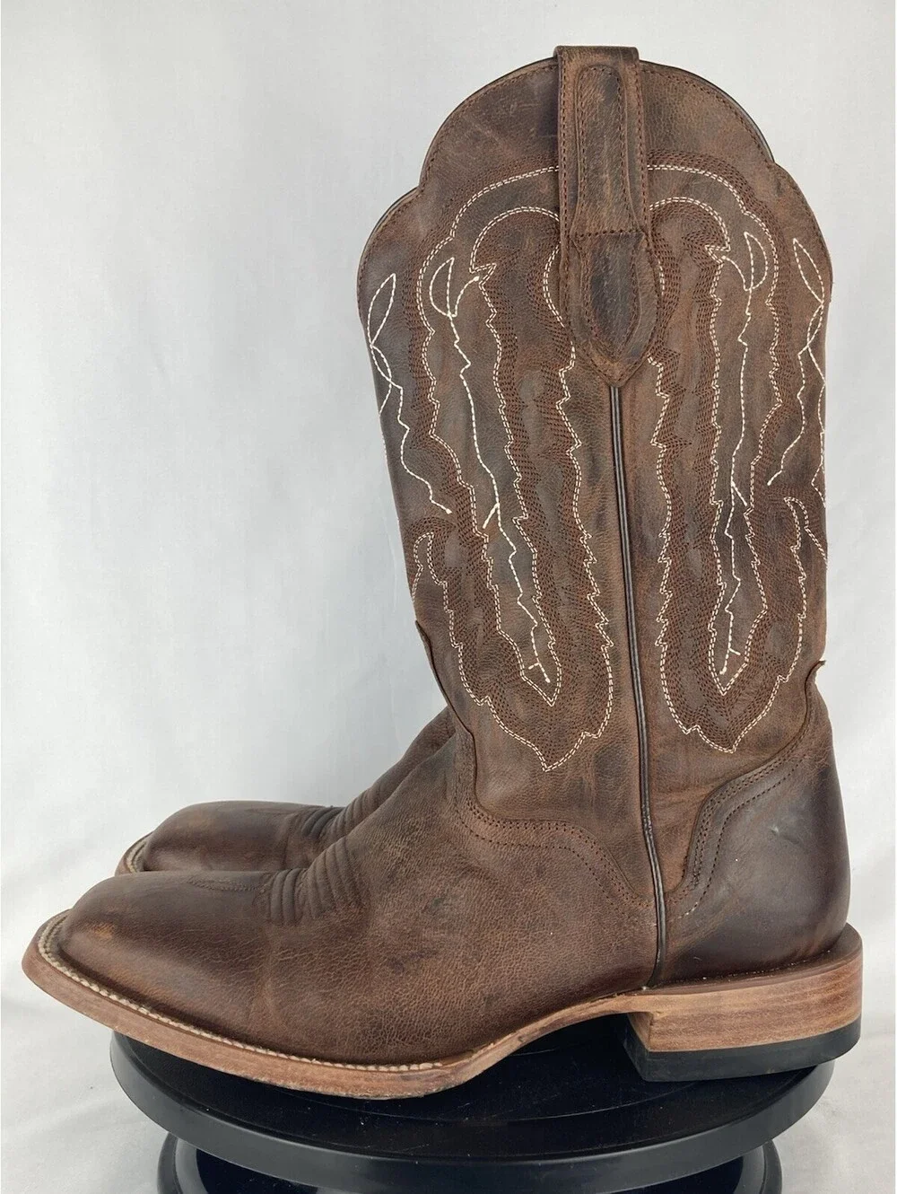 Men’s 8.5 EE (Wide) JB Dillon Mad Dog Bone Goat Leather Cowboy Boots Square Toe